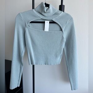 NWT - Blue crop cutout sweater, large